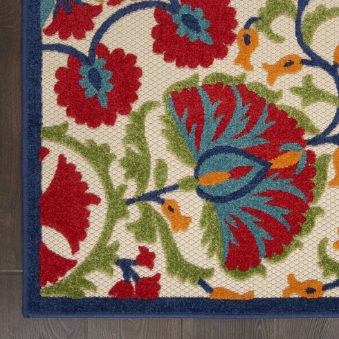 Red and Multicolor Indoor Outdoor Runner Rug